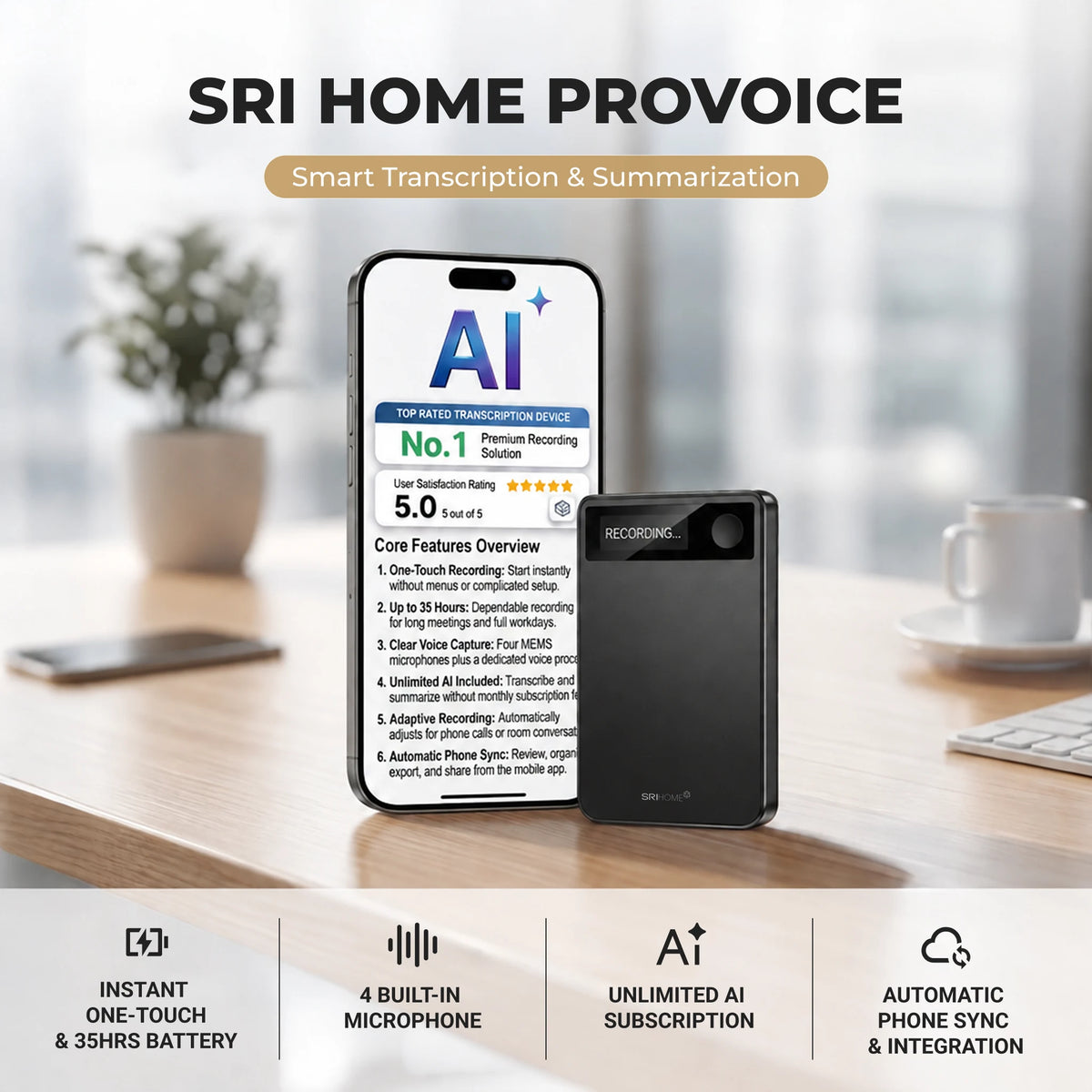 SRI Home AI ProVoice Recorder
